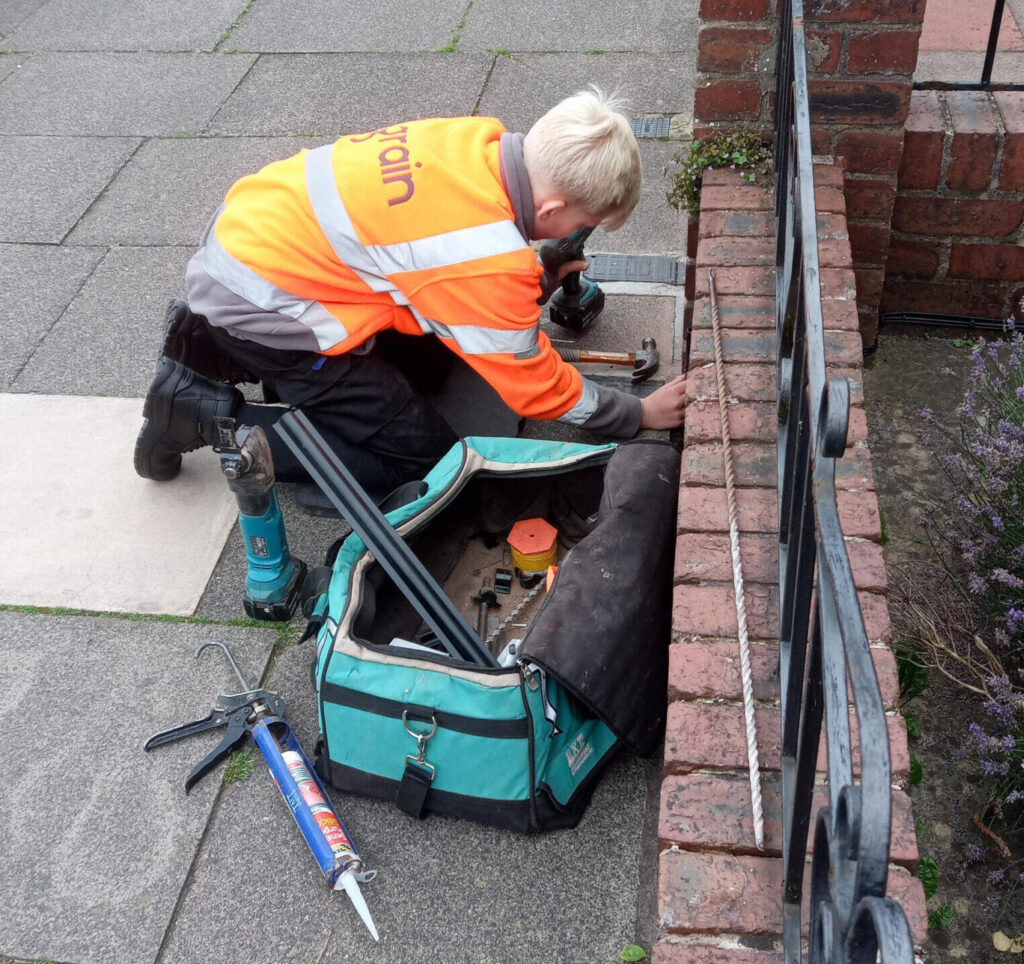 Max drilling through front fence